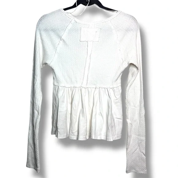Free People Women's Found Your Babydoll Thermal Top Size: Small Ivory/white - Picture 2 of 4